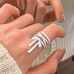14K Gold Plated Open Ring 925 Sterling Silver Ring Open Adjustable rings for women Band Rings for Men Women Gold Stackable Rings for Women Teen Girls Silver Statement Ring Band Chunky Open Twist Ring - color: Silver21