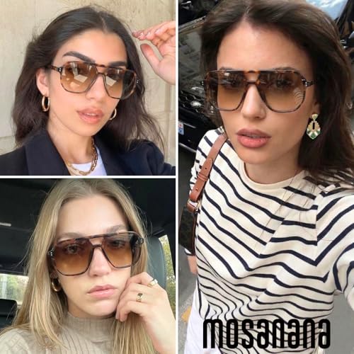 mosanana Oversized Aviator Sunglasses for Women and Men with Polarized Lens MS52243 - color: C8-light Tortoise
