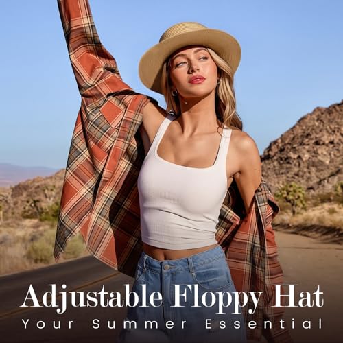 Beach Sun Straw Hats for Women, UPF 50+ UV Sun Protection Wide Brim Summer Straw Hat Foldable Packable Roll up Cap - color: Khaki Bow