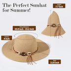 Beach Sun Straw Hats for Women, UPF 50+ UV Sun Protection Wide Brim Summer Straw Hat Foldable Packable Roll up Cap - color: Buckle - Khaki & Beige