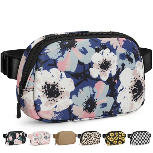 Pritent Fanny Packs for Women Cross Body Bag Waterproof Belt Bag with Adjustable Strap and Zipper Back Pocket Small Crossbody Bags Fashion Waist Packs for Workout Travelling(Watercolor Print) - color: Watercolor Print, size: Small