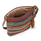 The Sak Lucia Crossbody Bag in Crochet, Convertible Purse with Adjustable Shoulder Strap - color: Woodland Stripe