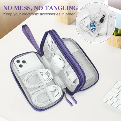 FYY Electronic Organizer, Travel Cable Organizer Bag Pouch Electronic Accessories Carry Case Portable Waterproof Double Layers All-in-One Storage Bag for Cable, Cord, Charger, Phone, Earphone Purple - color: Purple, style: Small