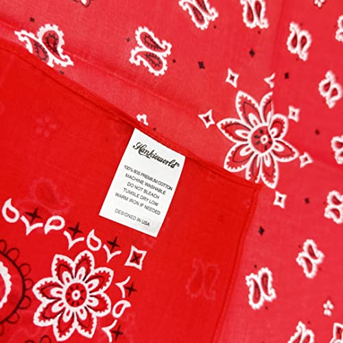 Bandanas for Women and Men，3 Pack Super Soft Thin 60s Preium Cotton 22 inch Handkerchiefs - color: 3 Pack-red
