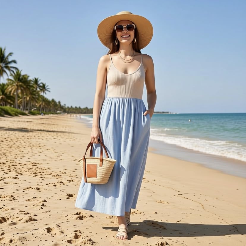 Straw Basket Tote Bag for Women PU Leather Strap Hollow Woven Top Handle Straw Purses and Handbags - color: Brown-12in-small