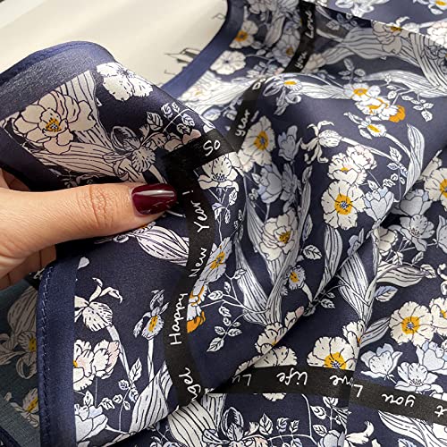 100% Mulberry Silk Neck Scarf - 21'' x 21'' Lightweight Neckerchief - Women Men Small Square Digital Printed Scarves - color: 067