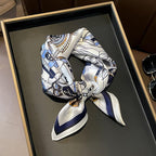 100% Mulberry Silk Neck Scarf - 21'' x 21'' Lightweight Neckerchief - Women Men Small Square Digital Printed Scarves - color: 136