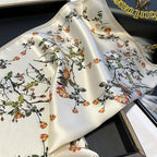100% Mulberry Silk Neck Scarf - 21'' x 21'' Lightweight Neckerchief - Women Men Small Square Digital Printed Scarves - color: 075
