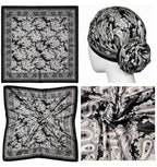 4 Pc Set Large 35 x 35 inches Satin Square Scarves Neck Hair Head Scarf Bundle - color: Set a
