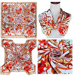 4 Pc Set Large 35 x 35 inches Satin Square Scarves Neck Hair Head Scarf Bundle - color: Set G