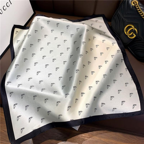 100% Mulberry Silk Neck Scarf - 21'' x 21'' Lightweight Neckerchief - Women Men Small Square Digital Printed Scarves - color: 074