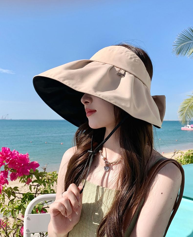 Sun Visor Hats for Women Wide Brim UPF 50+ Bucket Hats Summer Visor Caps Beach Hat Packable UV Protection Fishing Hiking Hat - color: Blue