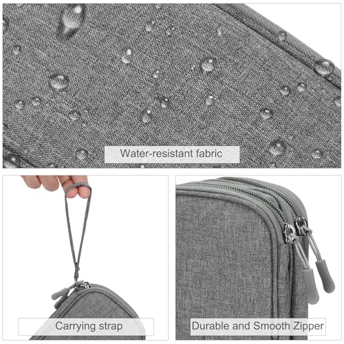 FYY Travel Cable Organizer Pouch Electronic Accessories Carry Case Portable Waterproof Double Layers All-in-One Storage Bag for Cord, Charger, Phone, Earphone Dark Grey - color: Dark Grey, style: Small