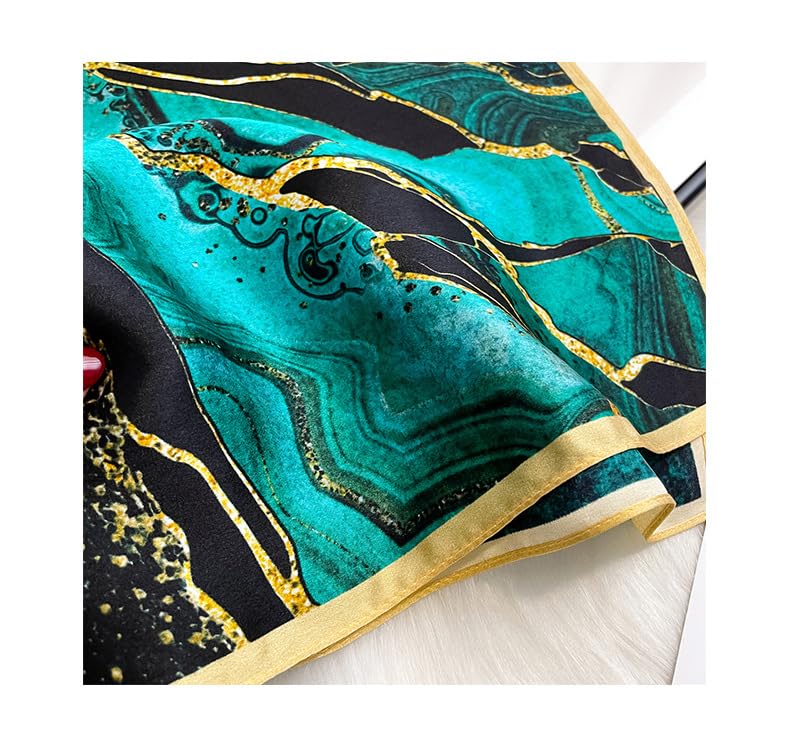 100% Mulberry Silk Neck Scarf - 21'' x 21'' Lightweight Neckerchief - Women Men Small Square Digital Printed Scarves - color: 071
