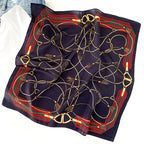 100% Mulberry Silk Neck Scarf - 21'' x 21'' Lightweight Neckerchief - Women Men Small Square Digital Printed Scarves - color: 130