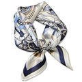 100% Mulberry Silk Neck Scarf - 21'' x 21'' Lightweight Neckerchief - Women Men Small Square Digital Printed Scarves - color: 136