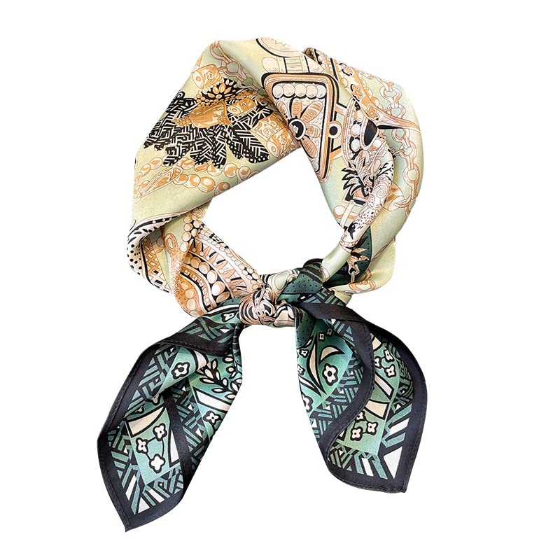 FEIBOON 100% Pure Mulberry Silk Scarfs 26"x26" Square Scarf Women Neckerchief Headscarf hair scarf bandana Gift Packed - color: Classic Light Green