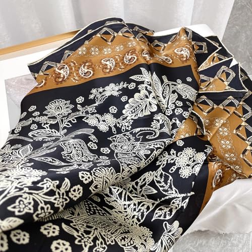 XL 43 Inch Extra Large Square Scarf Fashion Scarves Silk Feeling Hair Scarf Wrapping Scarfs Night Sleeping Headscarf - color: Ba1017