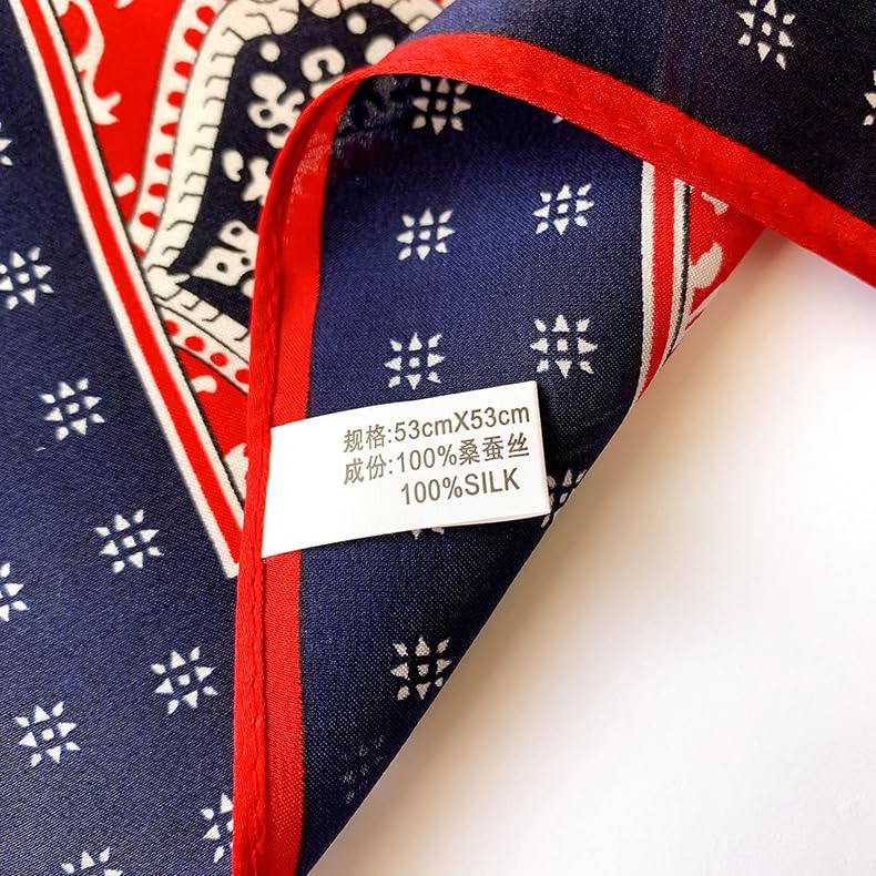 100% Mulberry Silk Neck Scarf - 21'' x 21'' Lightweight Neckerchief - Women Men Small Square Digital Printed Scarves - color: 065