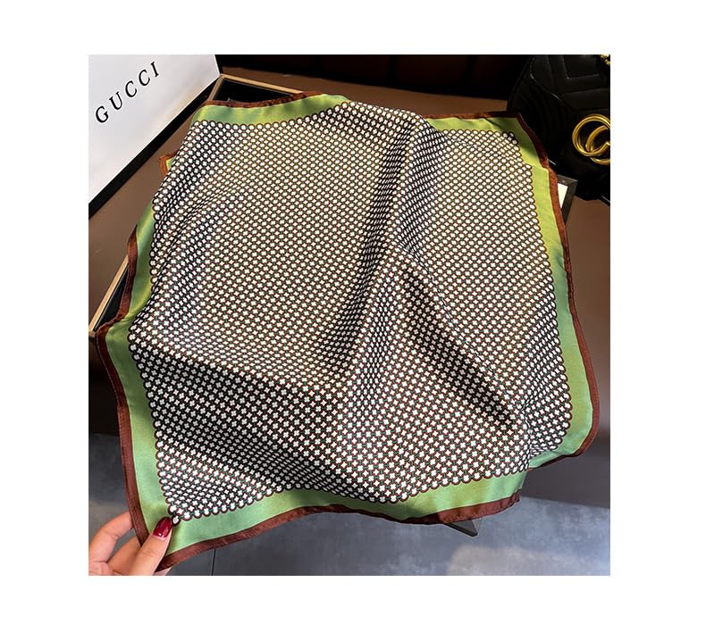 100% Mulberry Silk Neck Scarf - 21'' x 21'' Lightweight Neckerchief - Women Men Small Square Digital Printed Scarves - color: 063