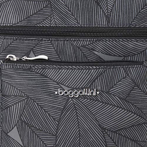 Baggallini Pocket Crossbody Bags for Women 8x8 Small Lightweight Durable Water-resistant Travel Purse W/Rfid - color: Pewter Leaves