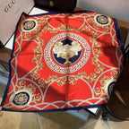 100% Mulberry Silk Neck Scarf - 21'' x 21'' Lightweight Neckerchief - Women Men Small Square Digital Printed Scarves - color: 131