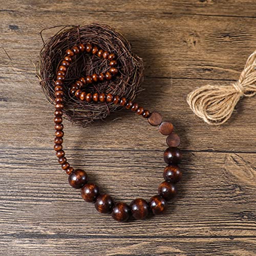 COLORFUL BLING Natural Chunky Wooden Beads Statement Necklace Boho African Tribal Collar Choker Bib Necklace Hippie Vacation Jewelry for Unisex Men Women - color: dark ball