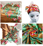 4 Pc Set Large 35 x 35 inches Satin Square Scarves Neck Hair Head Scarf Bundle - color: Set G