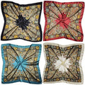 4 Pc Set Large 35 x 35 inches Satin Square Scarves Neck Hair Head Scarf Bundle - color: Set B