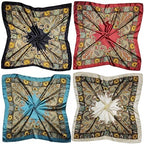4 Pc Set Large 35 x 35 inches Satin Square Scarves Neck Hair Head Scarf Bundle - color: Set B