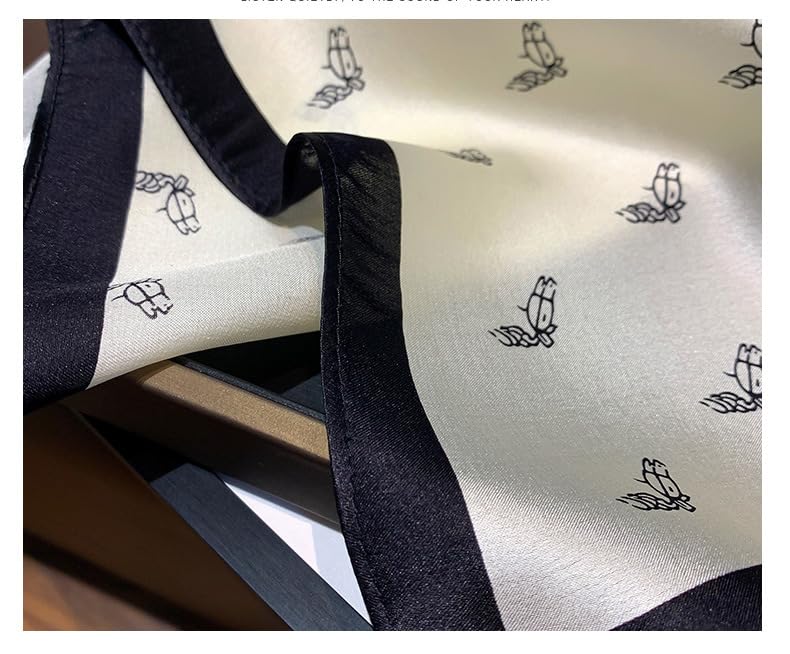 100% Mulberry Silk Neck Scarf - 21'' x 21'' Lightweight Neckerchief - Women Men Small Square Digital Printed Scarves - color: 074