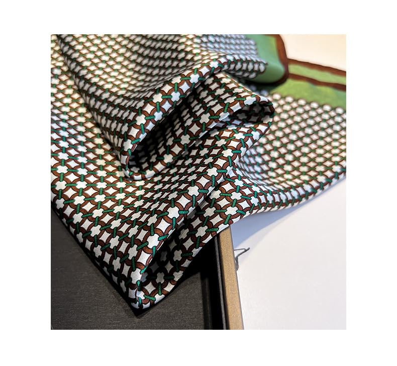 100% Mulberry Silk Neck Scarf - 21'' x 21'' Lightweight Neckerchief - Women Men Small Square Digital Printed Scarves - color: 063