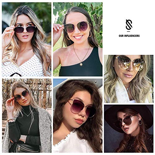 SOJOS Mirrored Flat Lens Fashion Sunglasses for Women SJ1085 - color: Gold /Grey