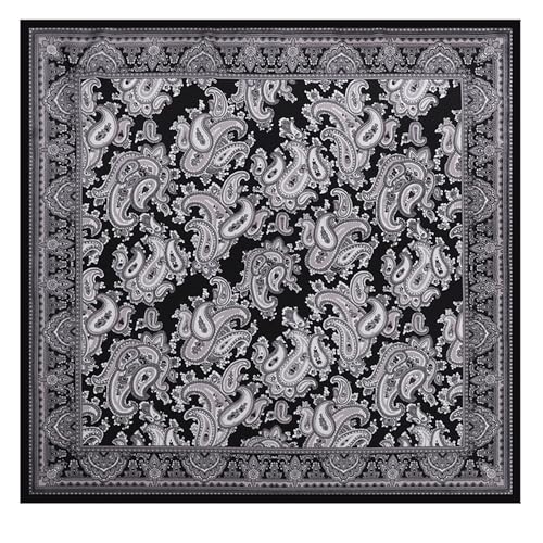 Women's Silky Satin Large Head Scarf Leopard/Paisley Neck Scarves Square Hair Wrapping Sleeping Bandana 35in - color: Black-paisley-s