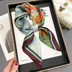 FEIBOON 100% Pure Mulberry Silk Scarfs 26"x26" Square Scarf Women Neckerchief Headscarf hair scarf bandana Gift Packed - color: Flower Sea Oil Painting