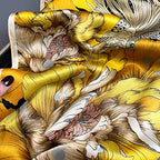 FEIBOON 100% Pure Mulberry Silk Scarfs 26"x26" Square Scarf Women Neckerchief Headscarf hair scarf bandana Gift Packed - color: Black+yellow Flowers