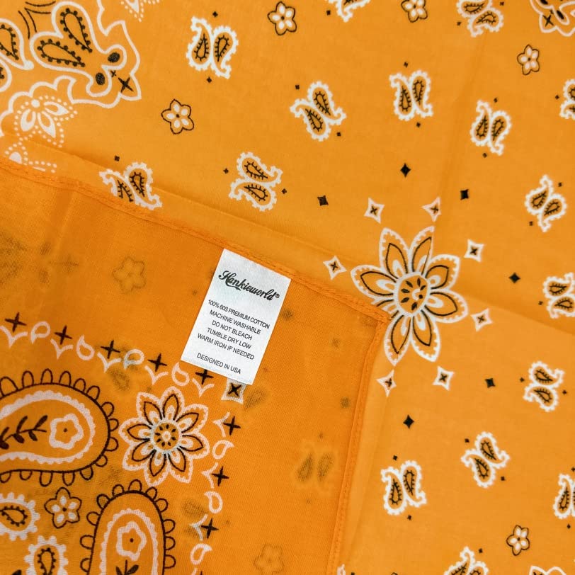 Bandanas for Women and Men，3 Pack Super Soft Thin 60s Preium Cotton 22 inch Handkerchiefs - color: 3 Pack-orange