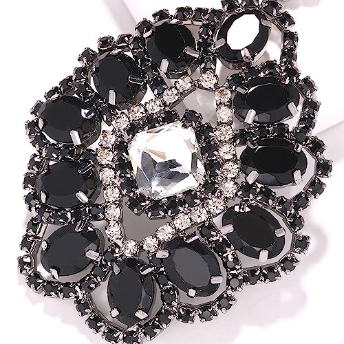 Large Black Rhinestone Earrings for Women Prom Chandelier Drop Statement Earrings Costume Jewelry - color: Black2
