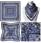 4 Pc Set Large 35 x 35 inches Satin Square Scarves Neck Hair Head Scarf Bundle - color: Set a