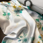 100% Mulberry Silk Neck Scarf - 21'' x 21'' Lightweight Neckerchief - Women Men Small Square Digital Printed Scarves - color: 133