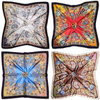 4 Pc Set Large 35 x 35 inches Satin Square Scarves Neck Hair Head Scarf Bundle - color: Set N