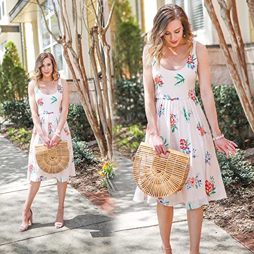 Miuco Womens Bamboo Handbag Handmade Large Tote Bag Straw Beach Bags Beach Purse Size - size: Small