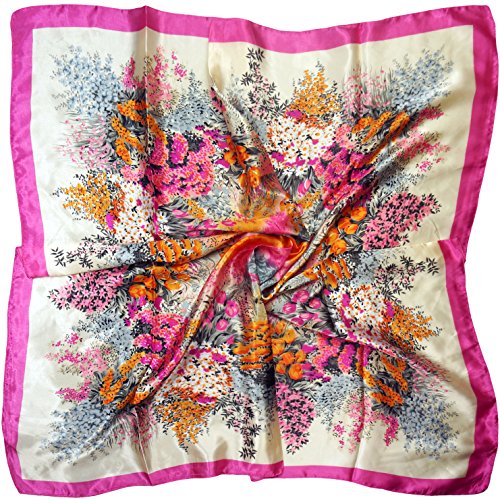 4 Pc Set Large 35 x 35 inches Satin Square Scarves Neck Hair Head Scarf Bundle - color: Set R