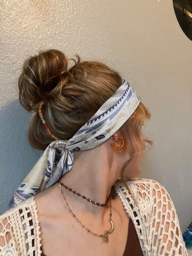 AIBFRID 27.5" Head Scarf for Women, Large Square Satin Hair Scarf Neck Silk Scarves Hair Wrap Bandanas For Sleeping - color: Style_06