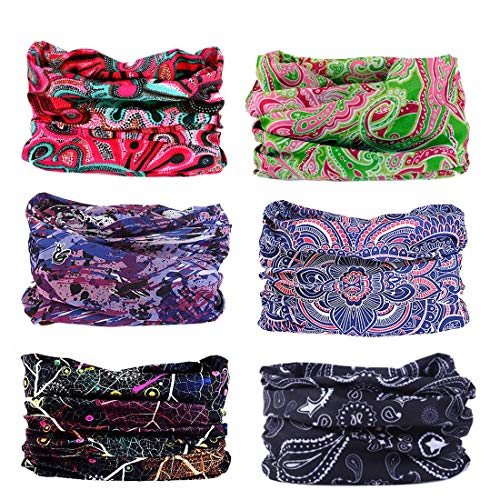 Toes Home 6PCS Outdoor Headband Elastic Seamless Bandana Neck Gaiter Scarf Sport Headwear Boho Series for Yoga Hiking - color: Boho Series 2