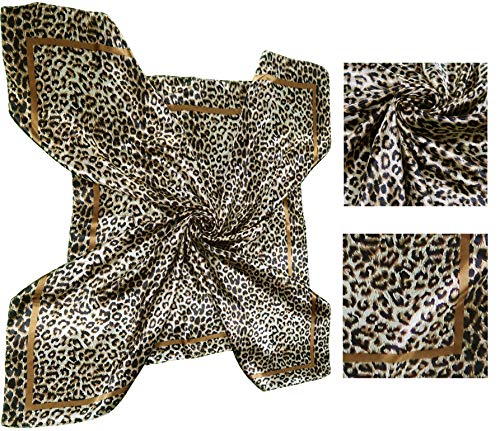 4 Pc Set Large 35 x 35 inches Satin Square Scarves Neck Hair Head Scarf Bundle - color: Set E
