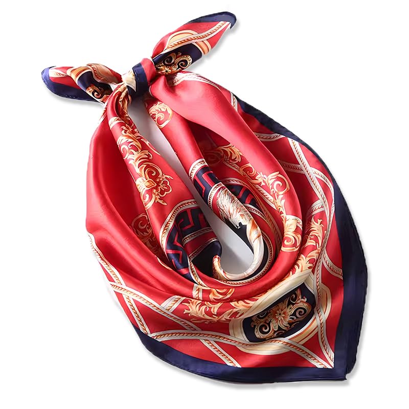 100% Mulberry Silk Neck Scarf - 21'' x 21'' Lightweight Neckerchief - Women Men Small Square Digital Printed Scarves - color: 131