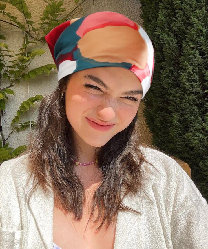 AIBFRID 27.5" Head Scarf for Women, Large Square Satin Hair Scarf Neck Silk Scarves Hair Wrap Bandanas For Sleeping - color: Style_07