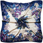 4 Pc Set Large 35 x 35 inches Satin Square Scarves Neck Hair Head Scarf Bundle - color: Set R