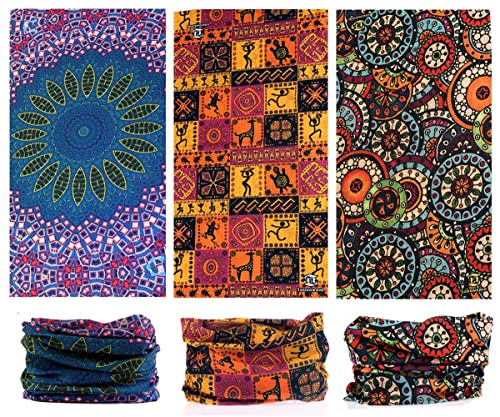 Toes Home 6PCS Outdoor Headband Elastic Seamless Bandana Neck Gaiter Scarf Sport Headwear Boho Series for Yoga Hiking - color: Boho Series